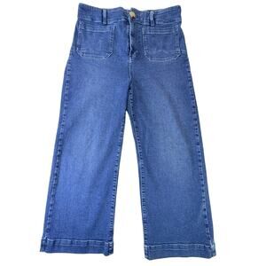 Maeve Women's The Colette High Rise Wide Leg Blue Jeans Size 29 Patch Pockets